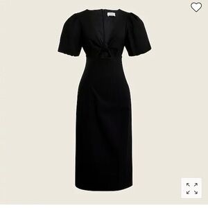 J. Crew Black Cutout puff-sleeve dress in cotton twill